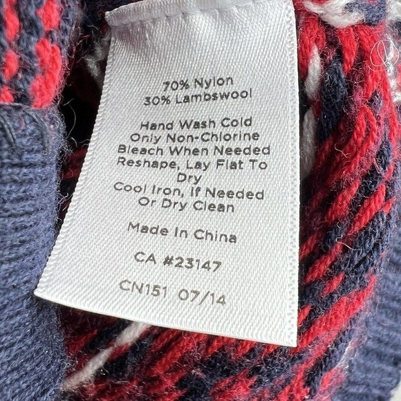 Talbots Navy Blue Red Wool Fair Isle Button Front Cardigan MP M Petite - Picture 12 of 12